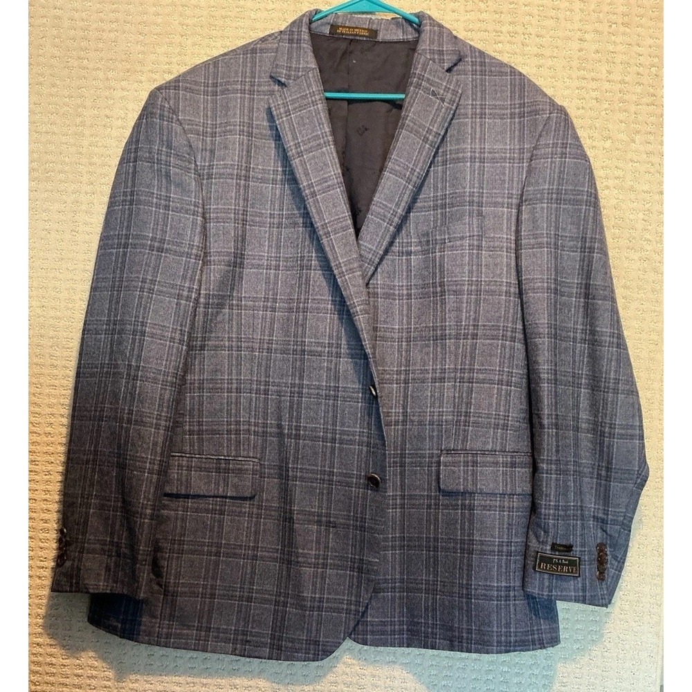 Jos A Bank Reserve Traditional Fit Blue Glen Plaid Sport Coat NEW 50R Granada